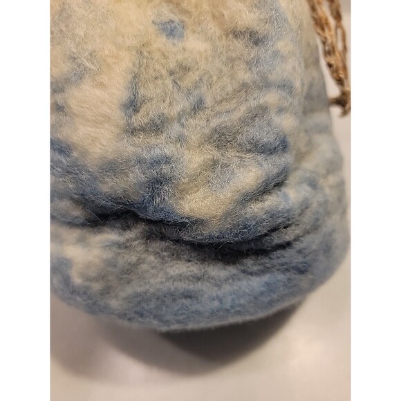 Felted Wool Bird House Nest Handmade Fiber Art Artist Wood Hanger Blue White - Picture 12 of 14